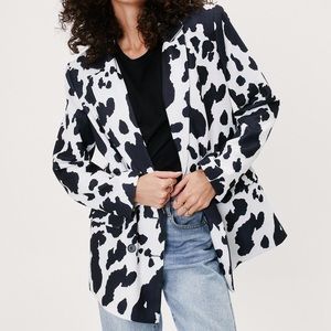 Nasty Gal Cow Print Blazer w Shoulder Pads Size 6